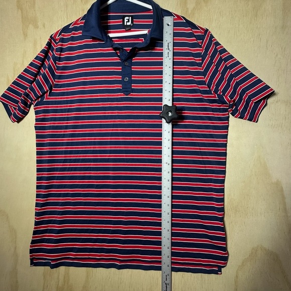 Footjoy Golf Polo Men's Size XL Bull Run Golf Club Red/Blue Striped Shirt - Picture 5 of 8